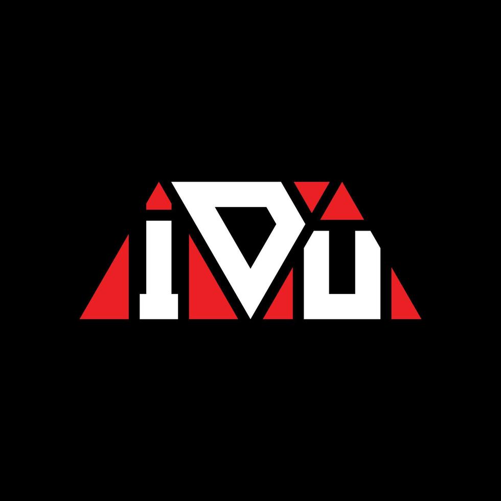IDU triangle letter logo design with triangle shape. IDU triangle logo design monogram. IDU triangle vector logo template with red color. IDU triangular logo Simple, Elegant, and Luxurious Logo. IDU