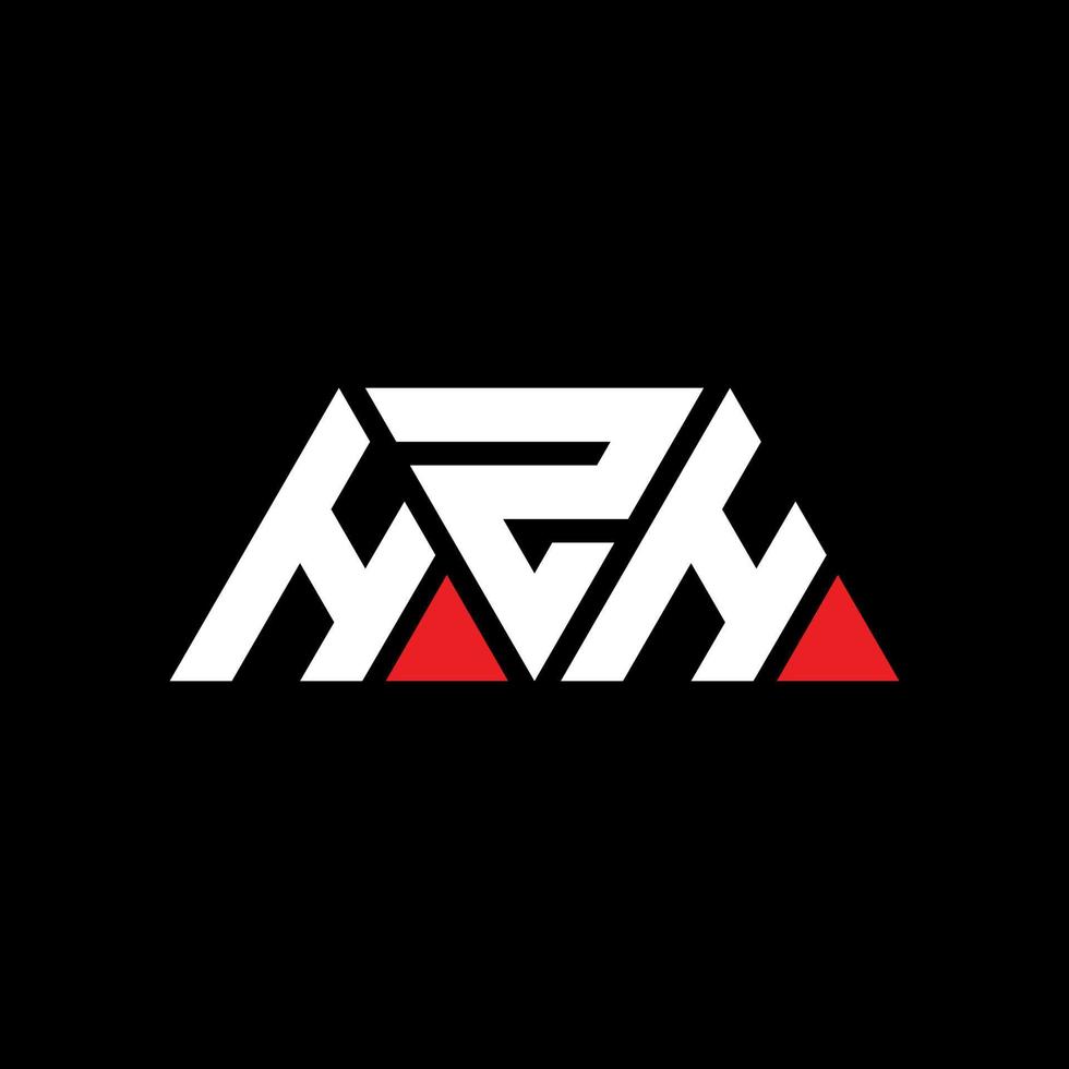 HZH triangle letter logo design with triangle shape. HZH triangle logo design monogram. HZH triangle vector logo template with red color. HZH triangular logo Simple, Elegant, and Luxurious Logo. HZH