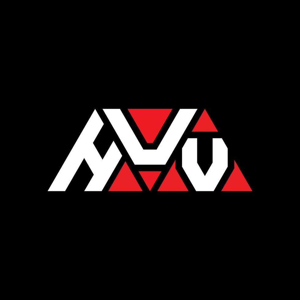 HUV triangle letter logo design with triangle shape. HUV triangle logo design monogram. HUV triangle vector logo template with red color. HUV triangular logo Simple, Elegant, and Luxurious Logo. HUV
