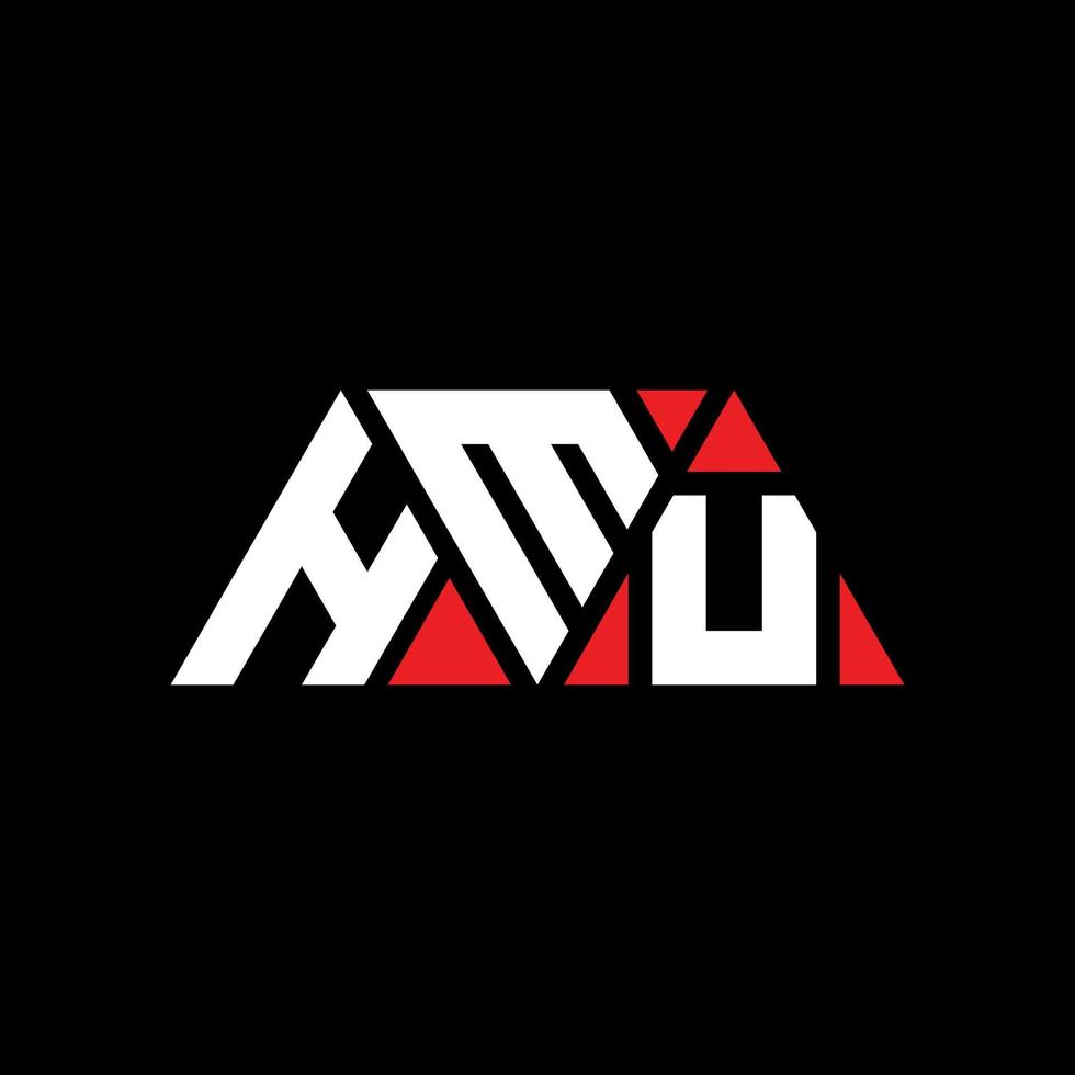 HMU triangle letter logo design with triangle shape. HMU triangle logo design monogram. HMU triangle vector logo template with red color. HMU triangular logo Simple, Elegant, and Luxurious Logo. HMU