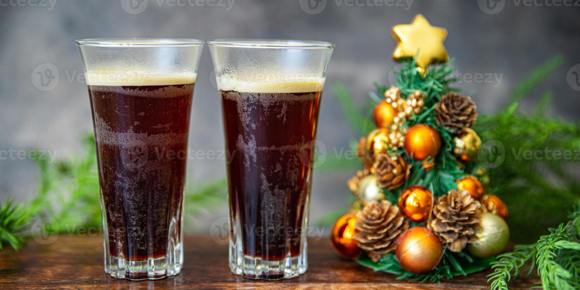 hot christmas drink coffee, cocktail, cocoa New Year sweet dessert home holiday atmosphere meal food snack on the table copy space food background photo