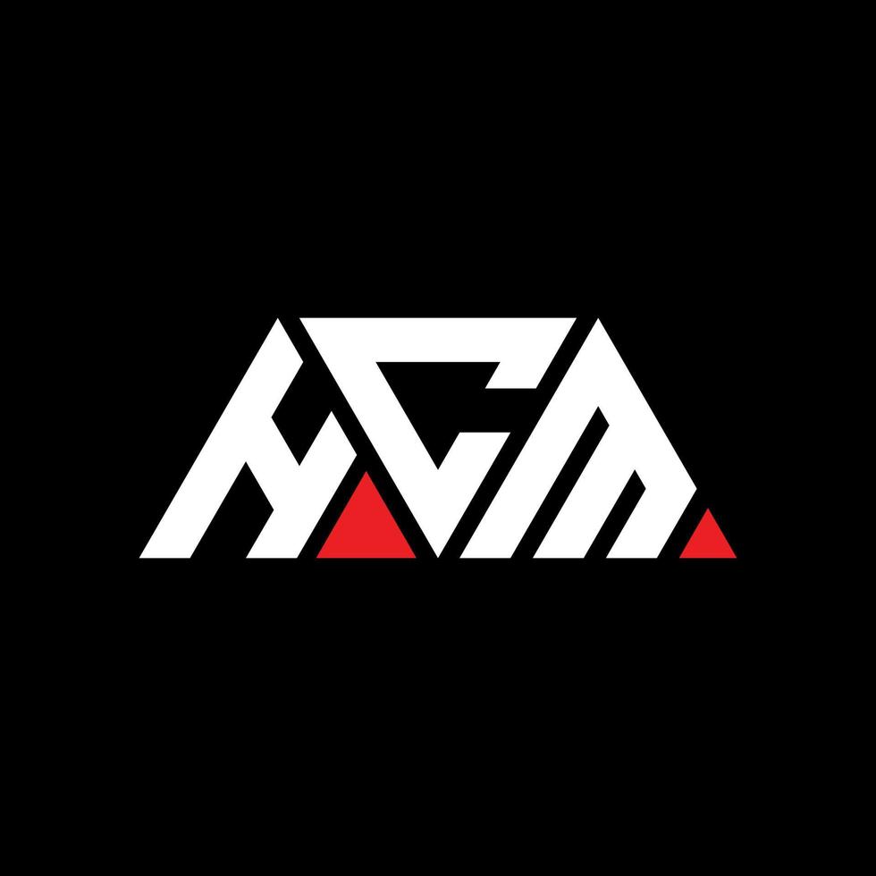HCM triangle letter logo design with triangle shape. HCM triangle logo design monogram. HCM triangle vector logo template with red color. HCM triangular logo Simple, Elegant, and Luxurious Logo. HCM