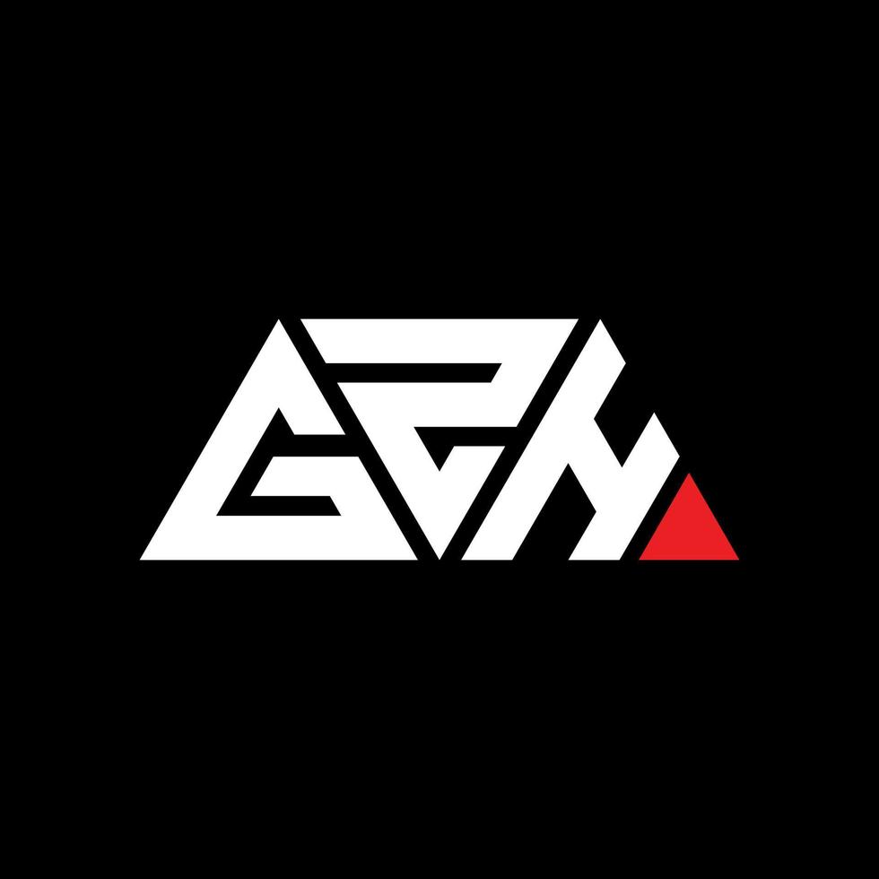 GZH triangle letter logo design with triangle shape. GZH triangle logo design monogram. GZH triangle vector logo template with red color. GZH triangular logo Simple, Elegant, and Luxurious Logo. GZH