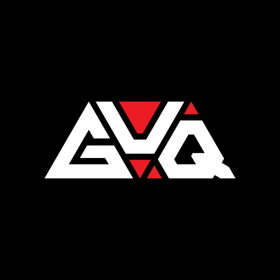 GUQ triangle letter logo design with triangle shape. GUQ triangle logo design monogram. GUQ triangle vector logo template with red color. GUQ triangular logo Simple, Elegant, and Luxurious Logo. GUQ