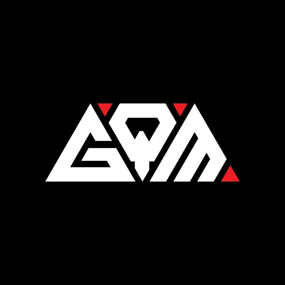 GQM triangle letter logo design with triangle shape. GQM triangle logo design monogram. GQM triangle vector logo template with red color. GQM triangular logo Simple, Elegant, and Luxurious Logo. GQM