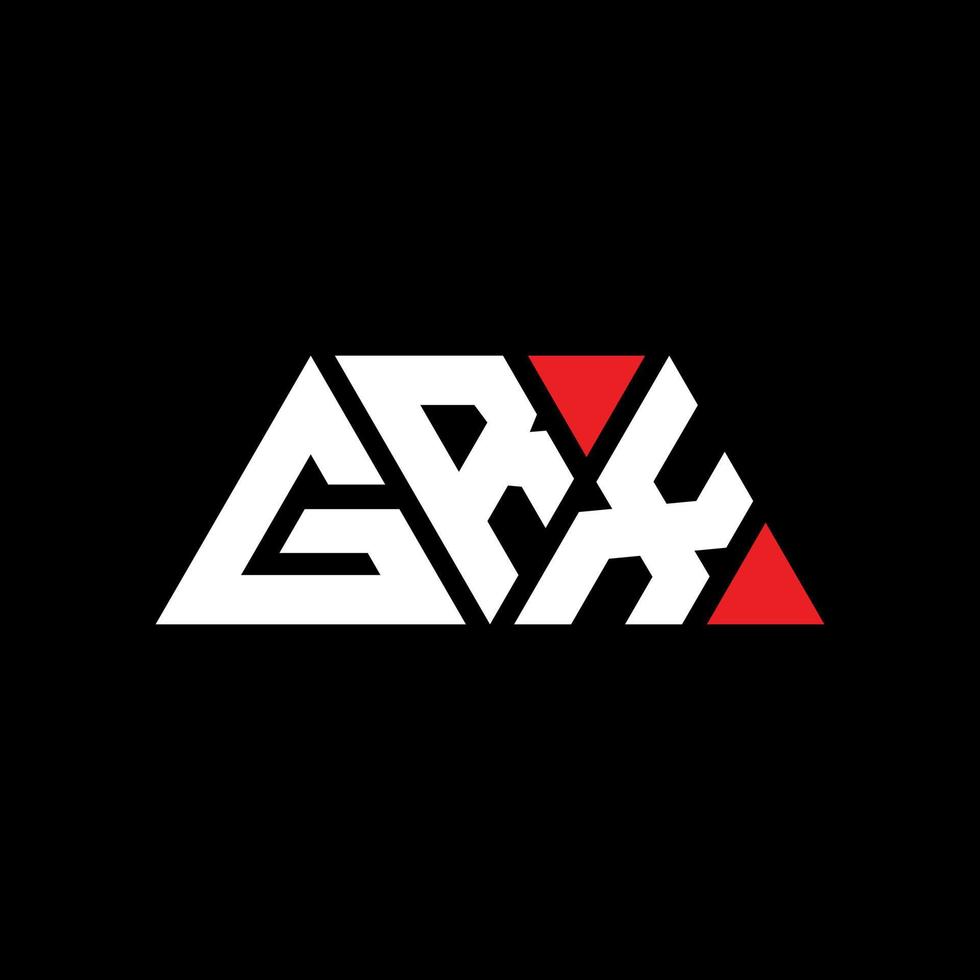 GRX triangle letter logo design with triangle shape. GRX triangle logo design monogram. GRX triangle vector logo template with red color. GRX triangular logo Simple, Elegant, and Luxurious Logo. GRX