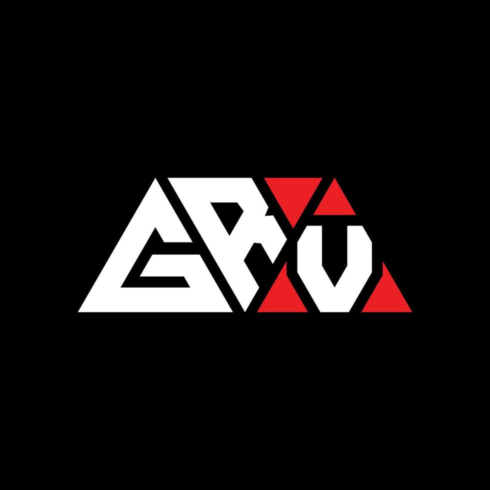 GRV triangle letter logo design with triangle shape. GRV triangle logo design monogram. GRV triangle vector logo template with red color. GRV triangular logo Simple, Elegant, and Luxurious Logo. GRV