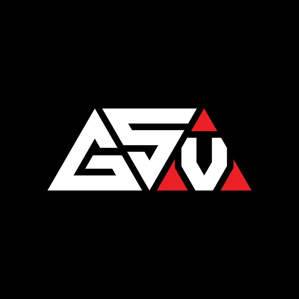 GSV triangle letter logo design with triangle shape. GSV triangle logo design monogram. GSV triangle vector logo template with red color. GSV triangular logo Simple, Elegant, and Luxurious Logo. GSV