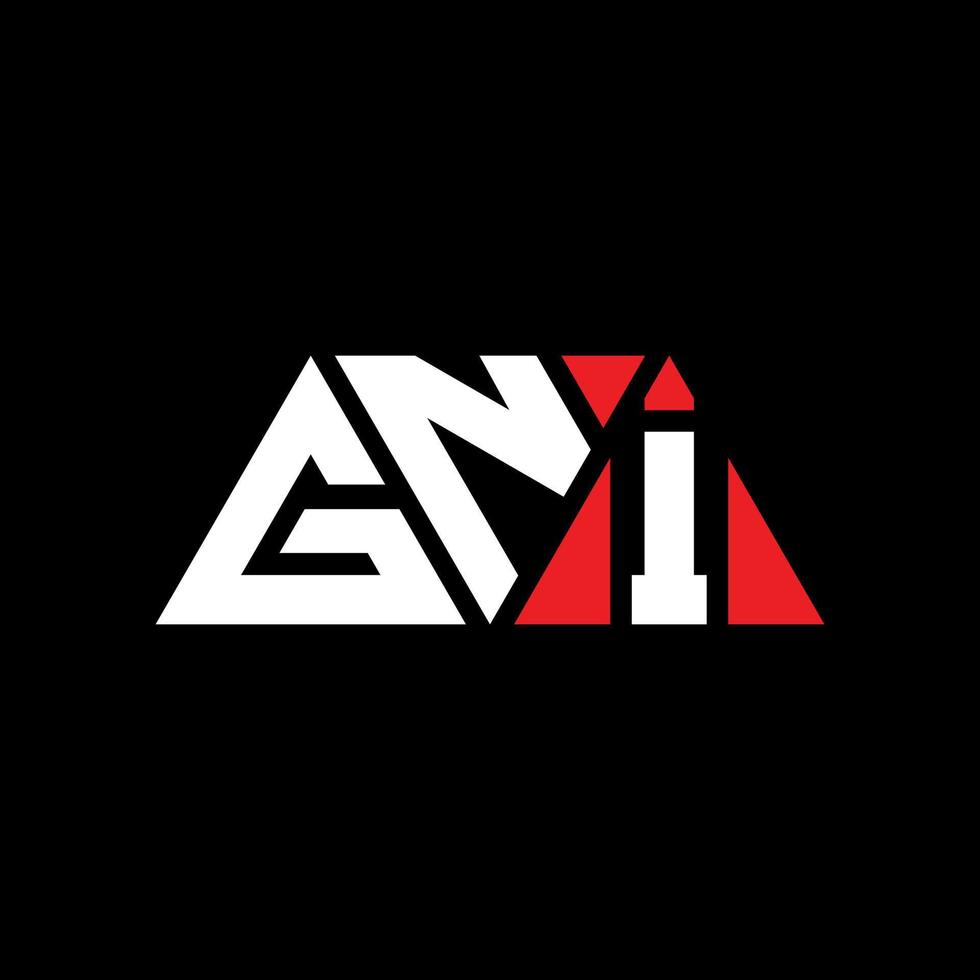 GNI triangle letter logo design with triangle shape. GNI triangle logo design monogram. GNI triangle vector logo template with red color. GNI triangular logo Simple, Elegant, and Luxurious Logo. GNI