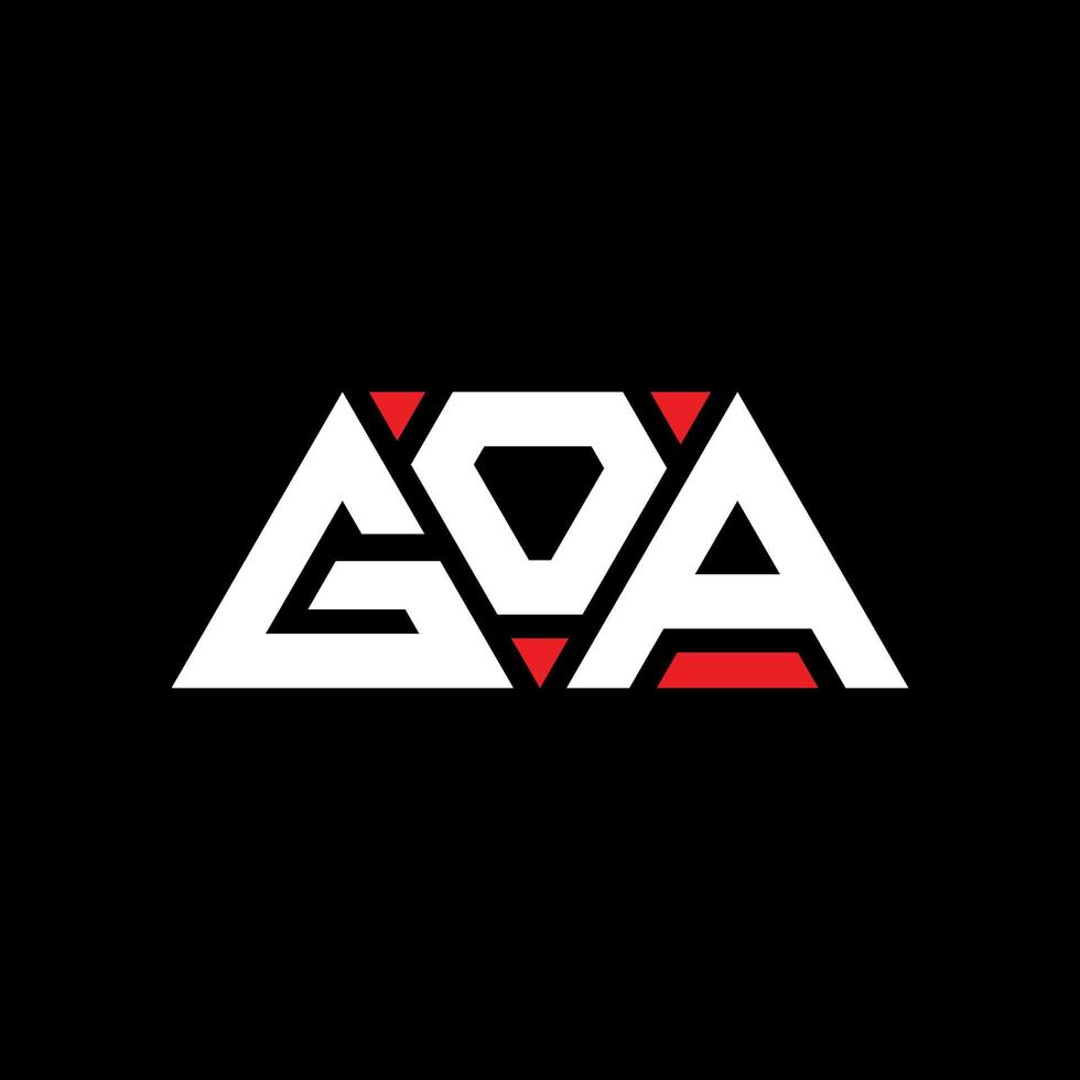 diseño de logotipo de letra triangular goa con forma de triángulo. monograma de diseño del logotipo del triángulo de goa. plantilla de logotipo de vector de triángulo goa con color rojo. logotipo triangular goa logotipo simple, elegante y lujoso. Ir a