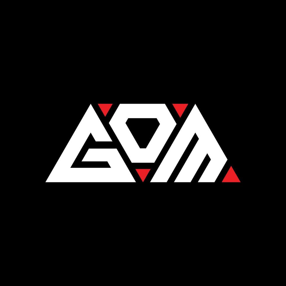 diseño de logotipo de letra de triángulo gom con forma de triángulo. monograma de diseño de logotipo de triángulo gom. plantilla de logotipo de vector de triángulo gom con color rojo. logo triangular gom logo simple, elegante y lujoso. gom