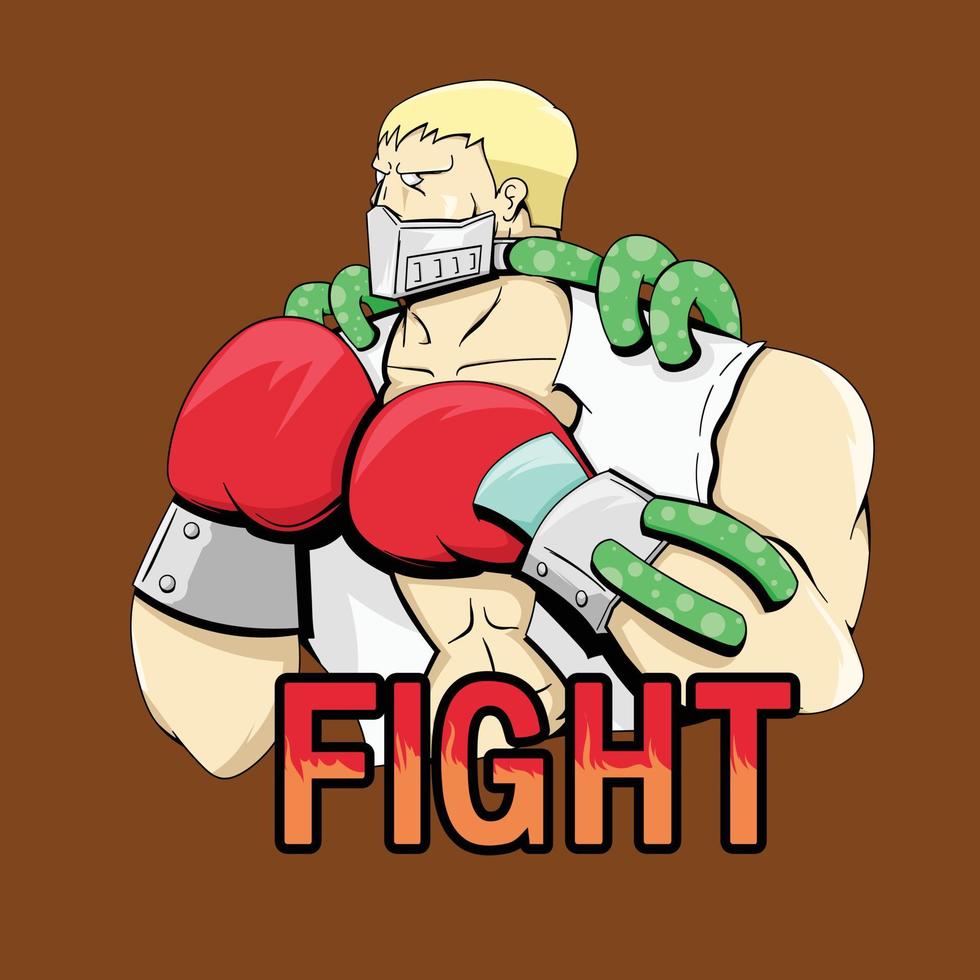 Mutant Boxer Fighting Vector Illustration