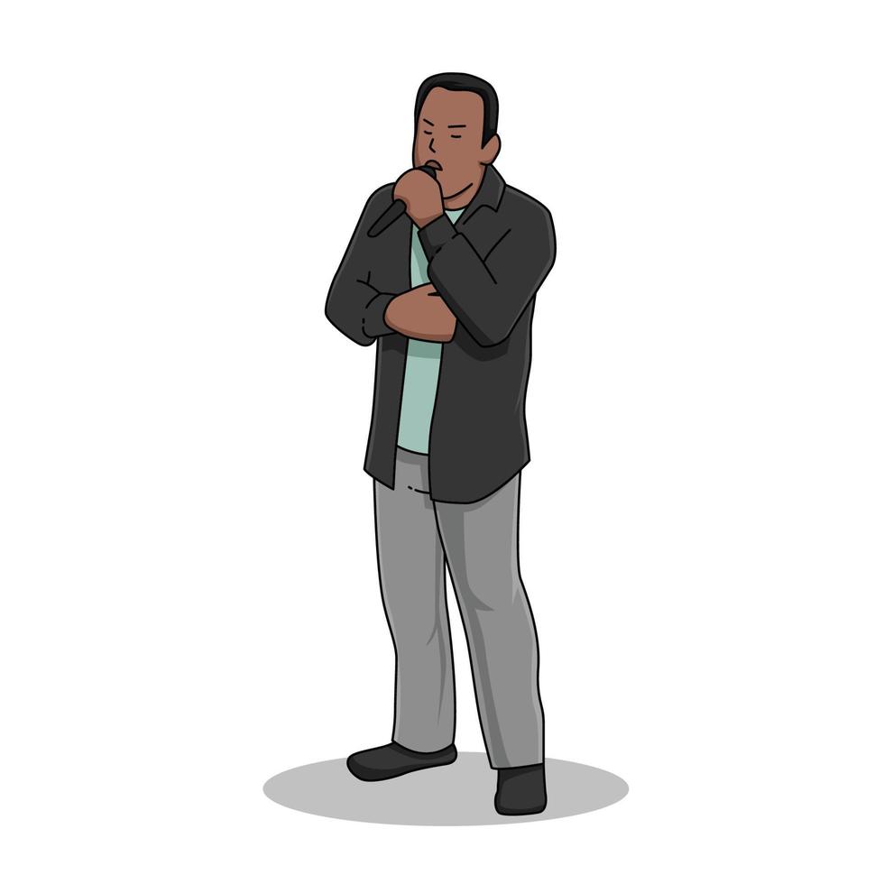 vector illustration, a man is singing with high feelings