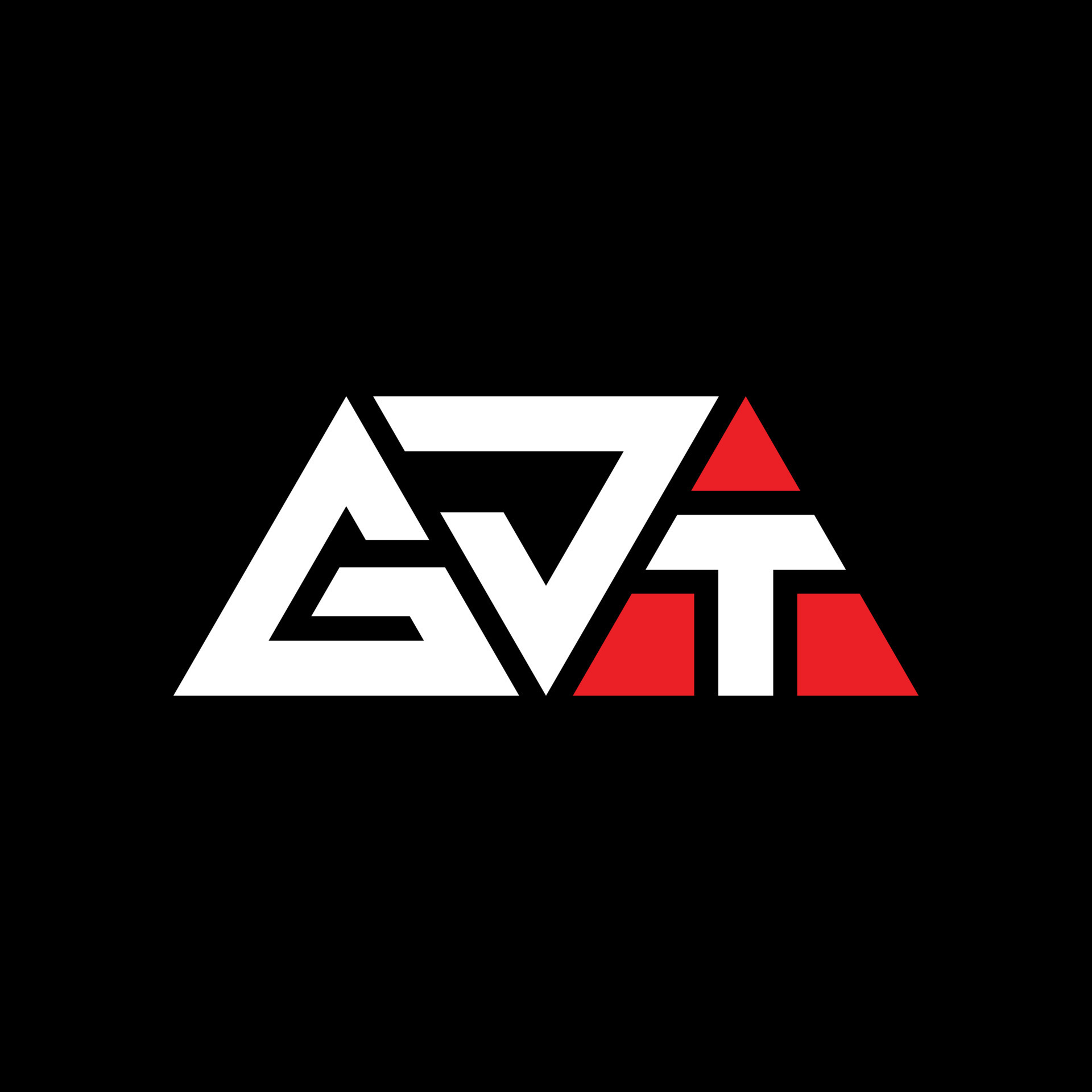 GJT triangle letter logo design with triangle shape. GJT triangle logo