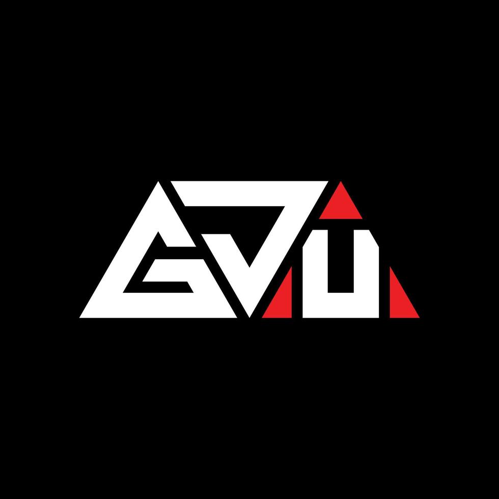 GJU triangle letter logo design with triangle shape. GJU triangle logo design monogram. GJU triangle vector logo template with red color. GJU triangular logo Simple, Elegant, and Luxurious Logo. GJU