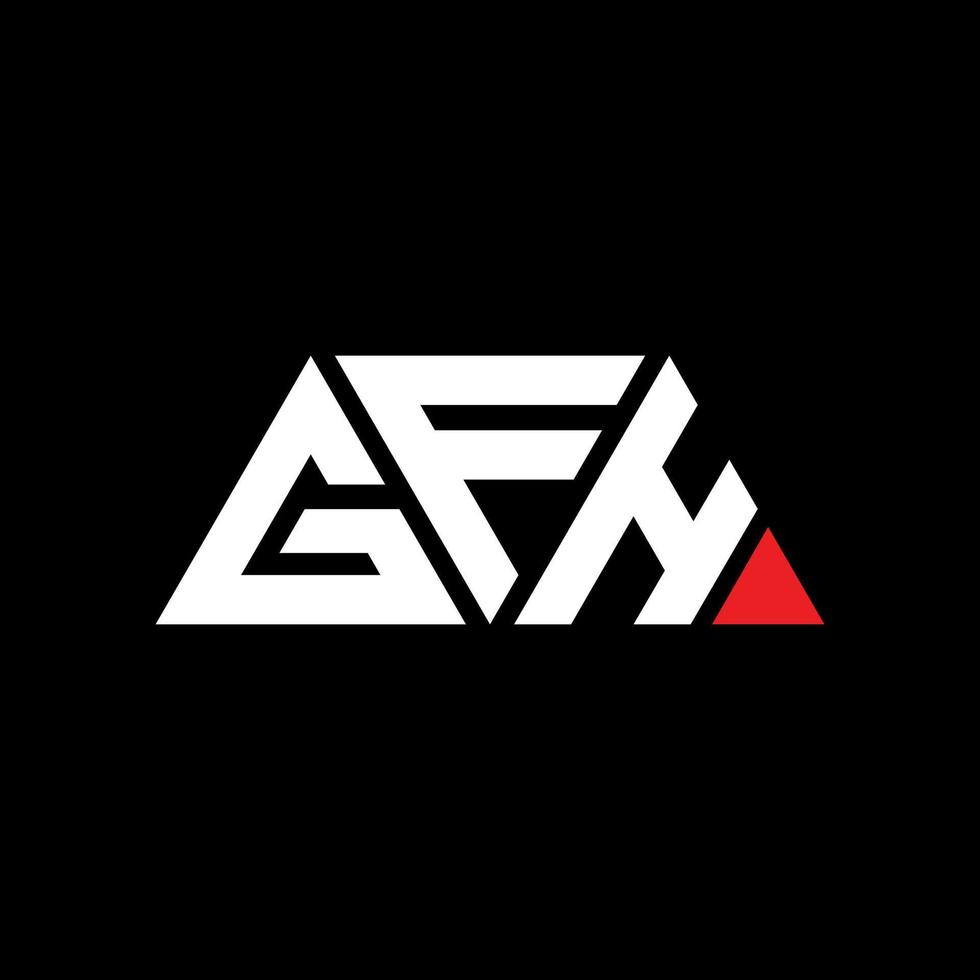 GFH triangle letter logo design with triangle shape. GFH triangle logo design monogram. GFH triangle vector logo template with red color. GFH triangular logo Simple, Elegant, and Luxurious Logo. GFH