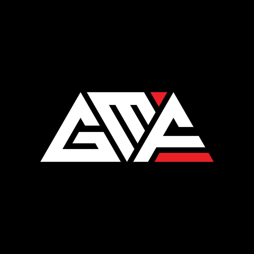 GMF triangle letter logo design with triangle shape. GMF triangle logo design monogram. GMF triangle vector logo template with red color. GMF triangular logo Simple, Elegant, and Luxurious Logo. GMF