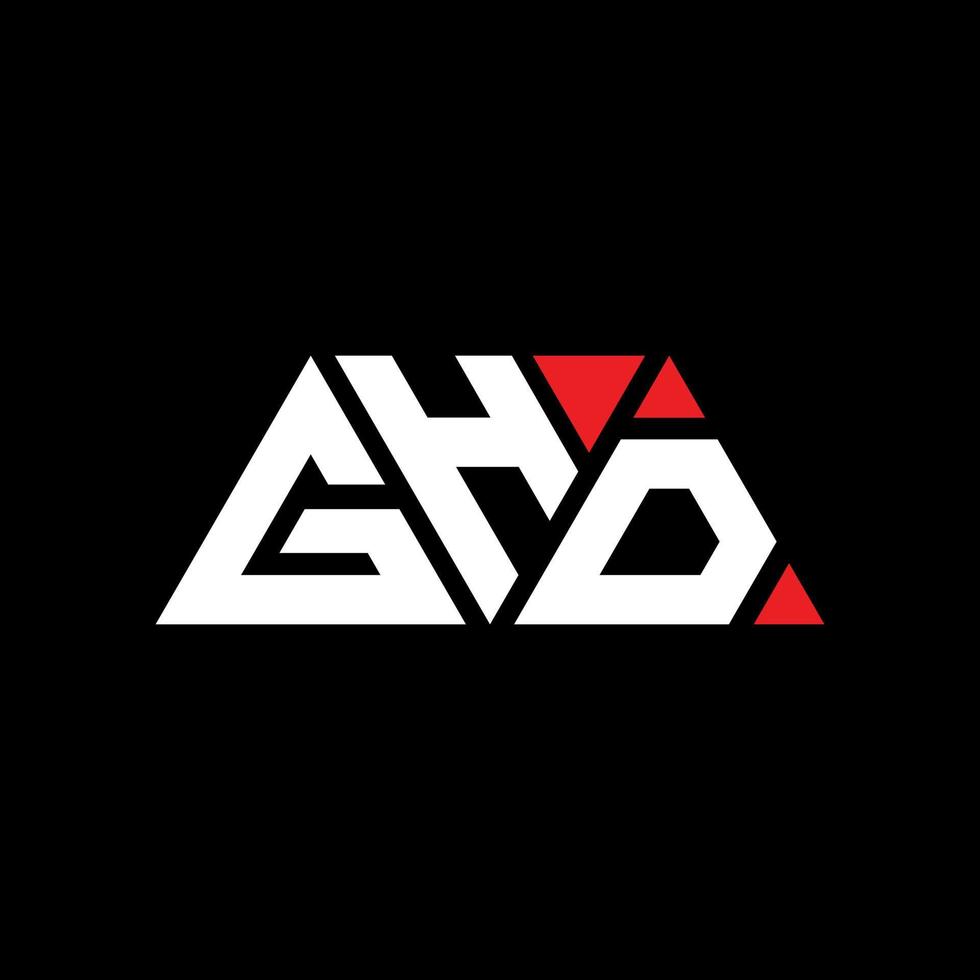 GHD triangle letter logo design with triangle shape. GHD triangle logo design monogram. GHD triangle vector logo template with red color. GHD triangular logo Simple, Elegant, and Luxurious Logo. GHD