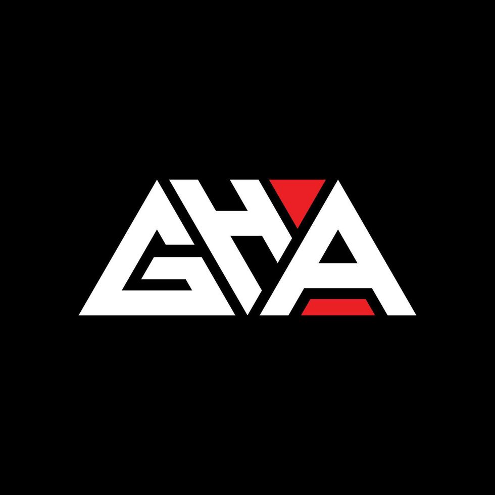 GHA triangle letter logo design with triangle shape. GHA triangle logo design monogram. GHA triangle vector logo template with red color. GHA triangular logo Simple, Elegant, and Luxurious Logo. GHA