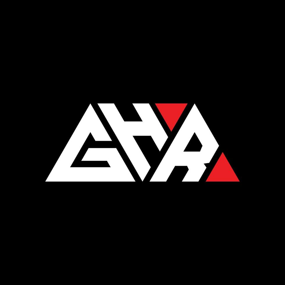 GHR triangle letter logo design with triangle shape. GHR triangle logo design monogram. GHR triangle vector logo template with red color. GHR triangular logo Simple, Elegant, and Luxurious Logo. GHR