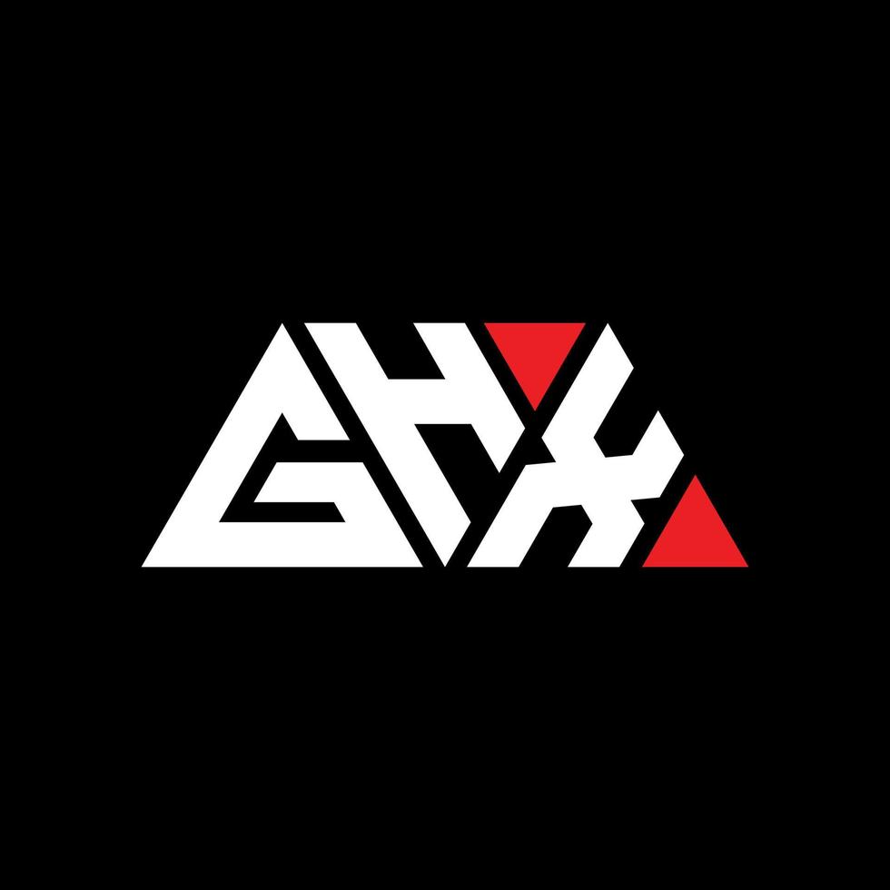 GHX triangle letter logo design with triangle shape. GHX triangle logo design monogram. GHX triangle vector logo template with red color. GHX triangular logo Simple, Elegant, and Luxurious Logo. GHX
