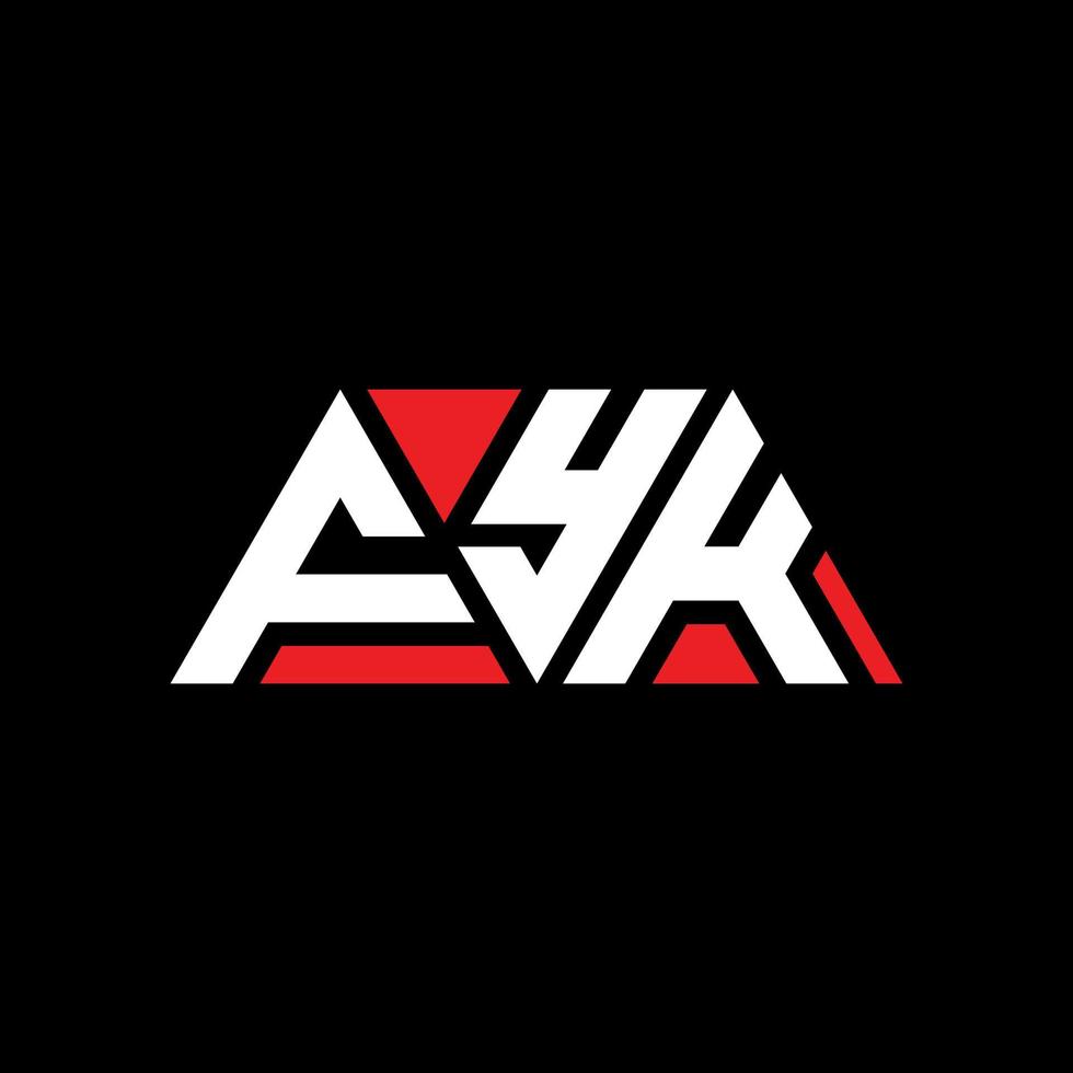 FYK triangle letter logo design with triangle shape. FYK triangle logo design monogram. FYK triangle vector logo template with red color. FYK triangular logo Simple, Elegant, and Luxurious Logo. FYK