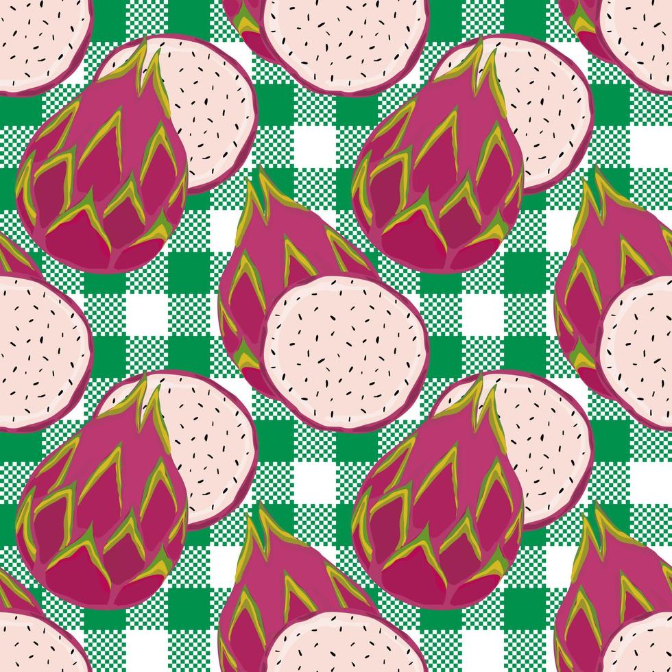 Seamless pattern with dragon fruit, Pitaya. Fruit vector. Wrapping paper or packaging pattern vector
