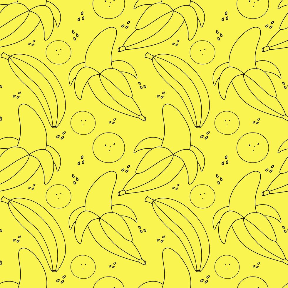 Painted seamless background with banana, abstract repeating pattern. banana pattern. For paper, cover, fabric, healthy food background, gift wrapping, wall art, interior decor. Illustration of food. vector