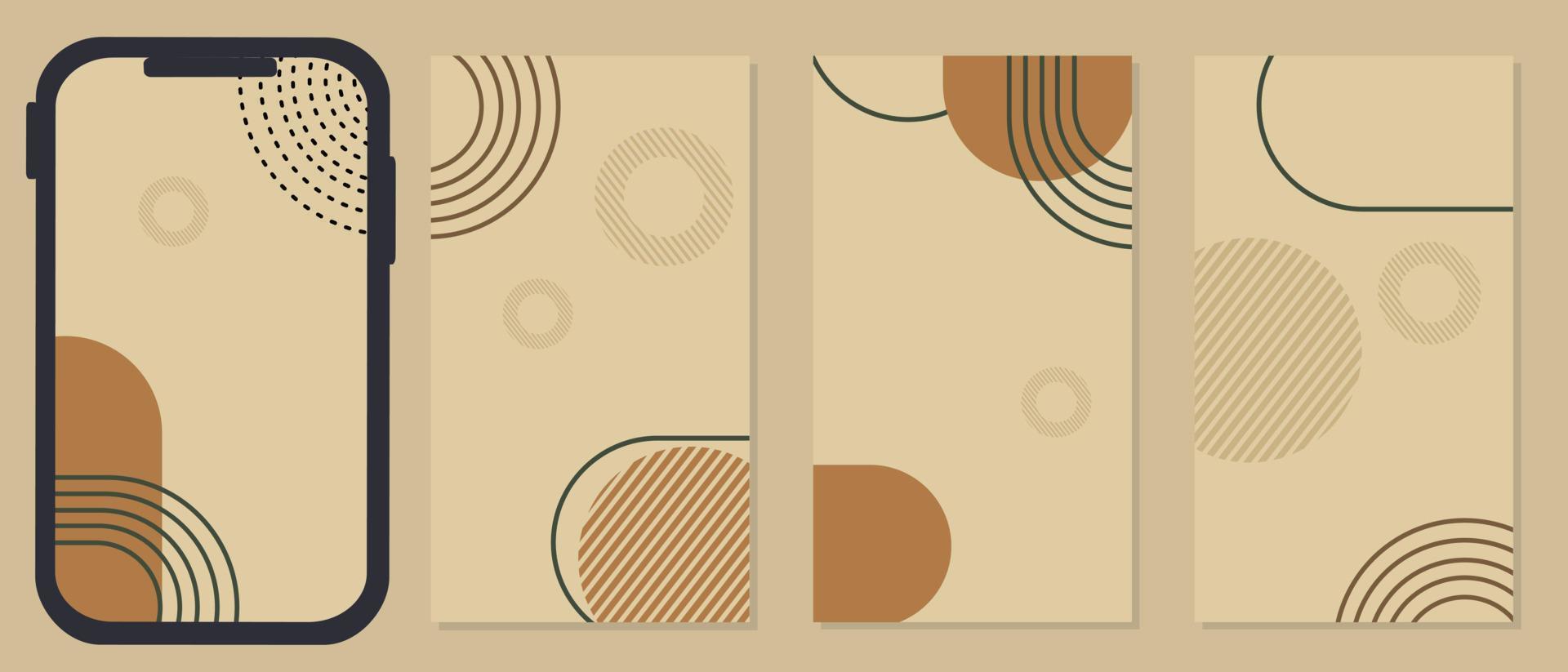 conjunto de plantillas de historias de redes sociales para dispositivos móviles. fondo marrón abstracto vector