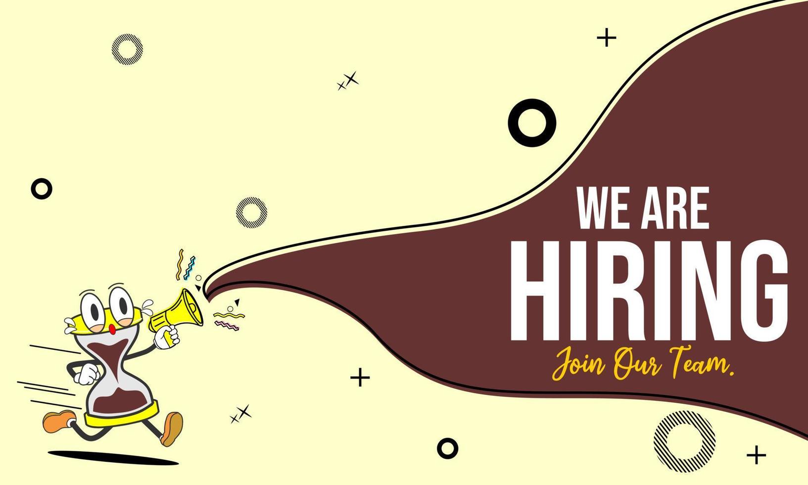 recruitment banner design with cartoon illustration holding loudspeaker vector