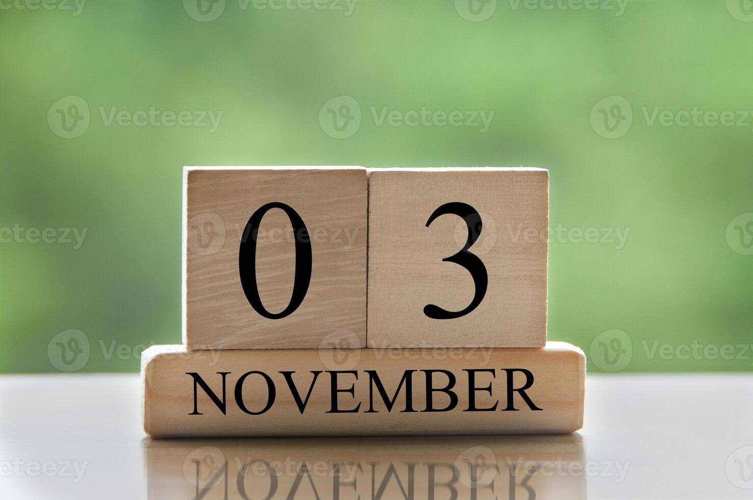 November 3 calendar date text on wooden blocks with copy space for ideas or text. Copy space photo