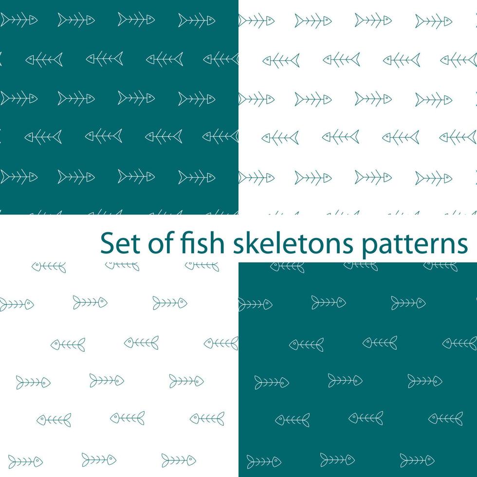 Set of fish skeletons patterns vector