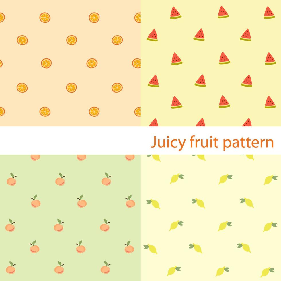 Set of patterns with cute fruits vector