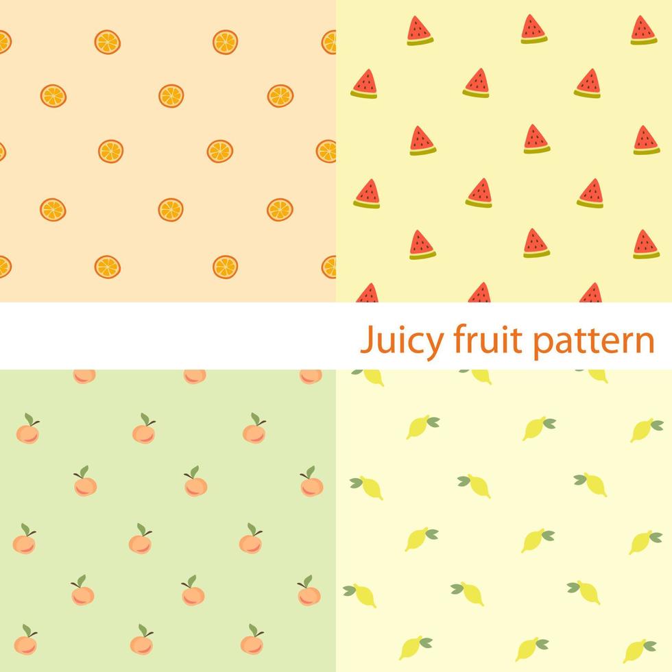 conjunto de patrones con lindas frutas vector