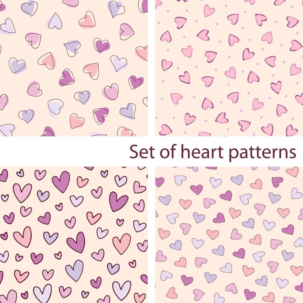 patrones lindos con corazones brillantes vector