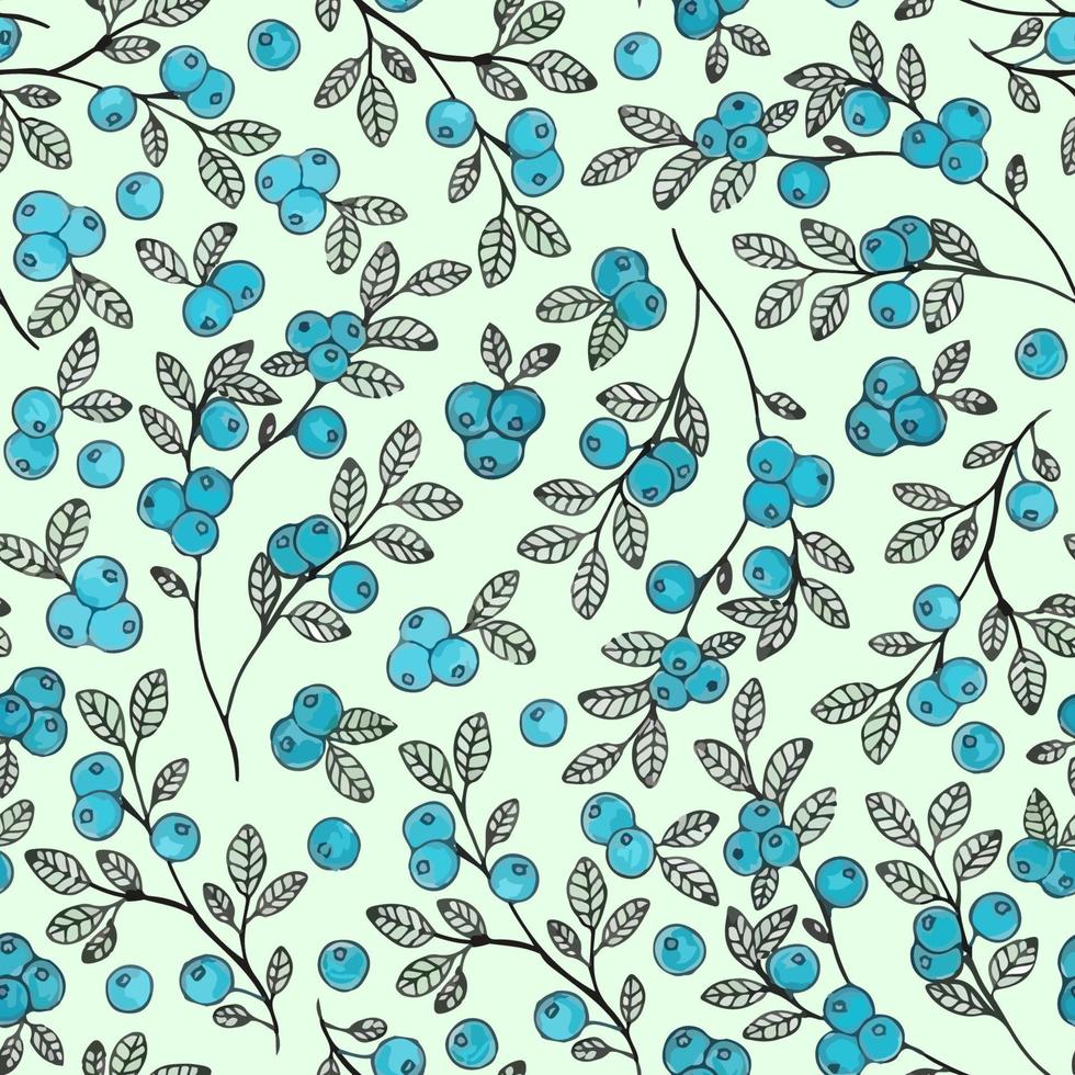 Cute simple pattern with blueberry sprigs vector