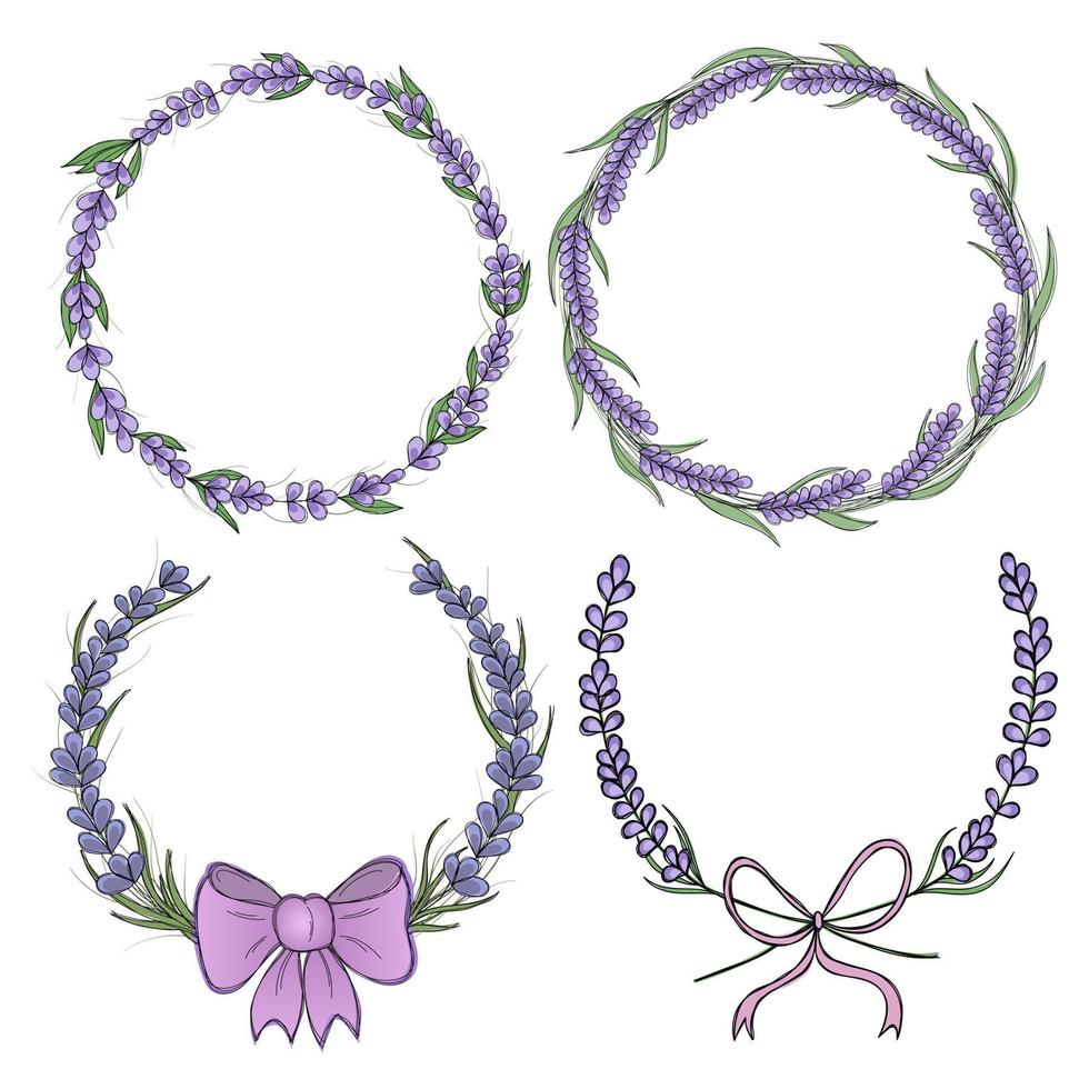 set of 4 delicate lavender ornaments vector