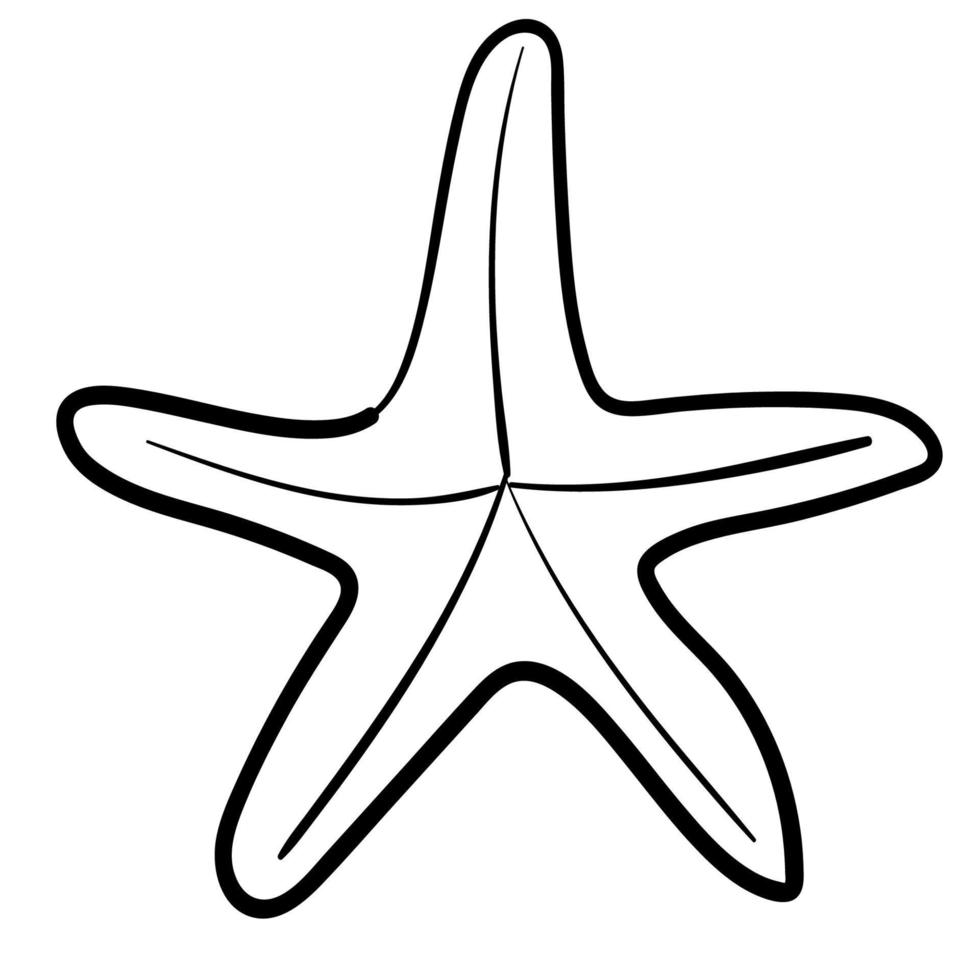 Doodle sticker amazing starfish, coral vector