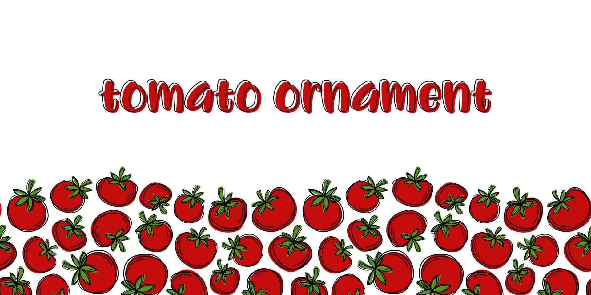 lindo adorno sin costuras de dibujos animados con tomates. contorno brillante y colores ricos. vector