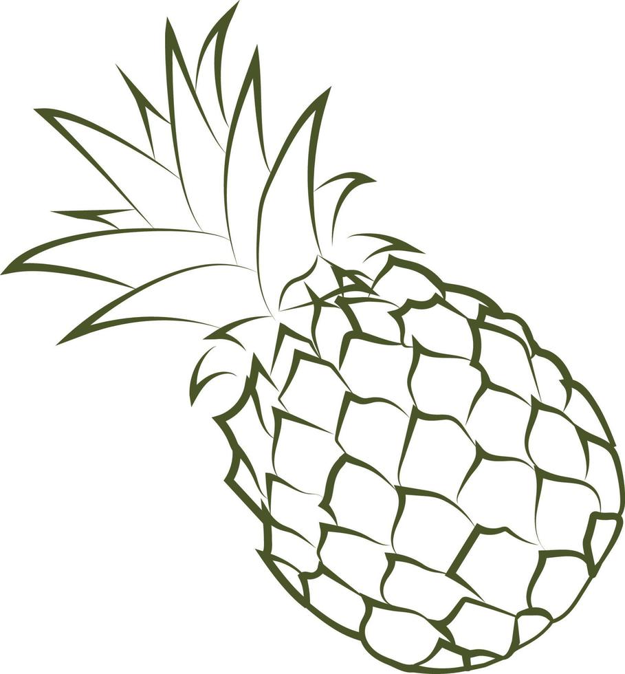 Outline green image of a pineapple. Vector Graphics.