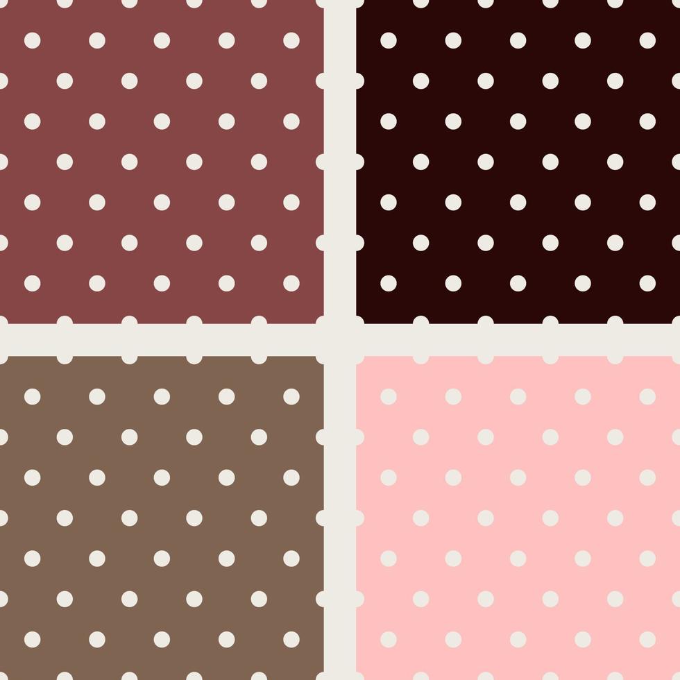 estilo de escuela de vector transparente. patrón de lunares blancos sobre fondo de chocolate y rosa oscuro. estampado geométrico simple.