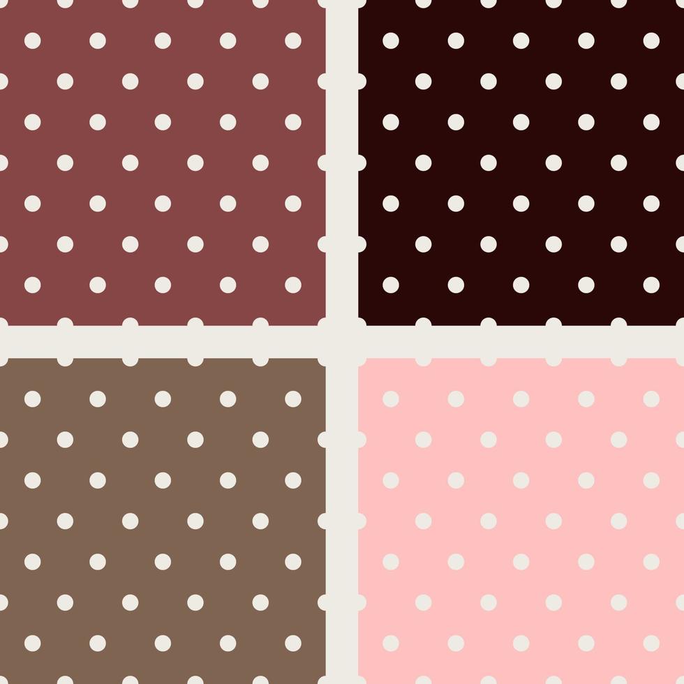 Seamless Vector school style. White polka dot pattern on chocolate and dark pink background. Simple Geometric Print.