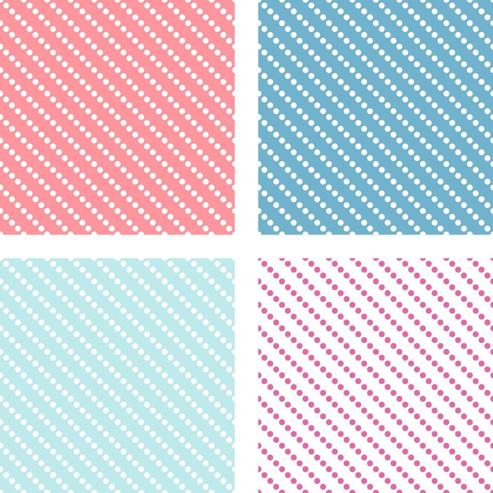 Tile baby pink and blue vector pattern set with polka dots