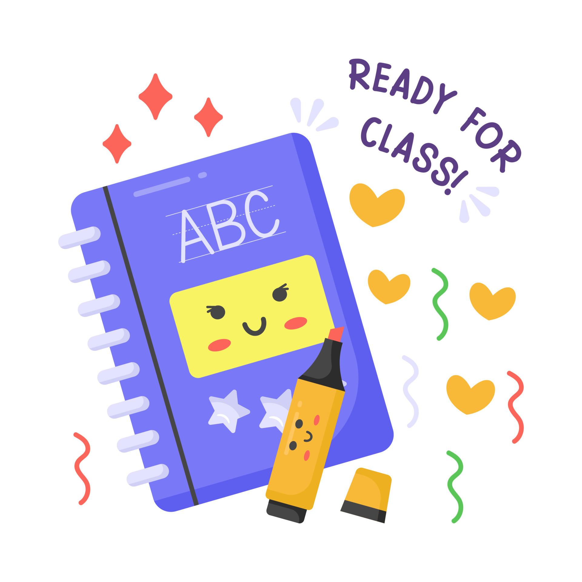 Notebook vector sticker, education modern simple flat design isolated