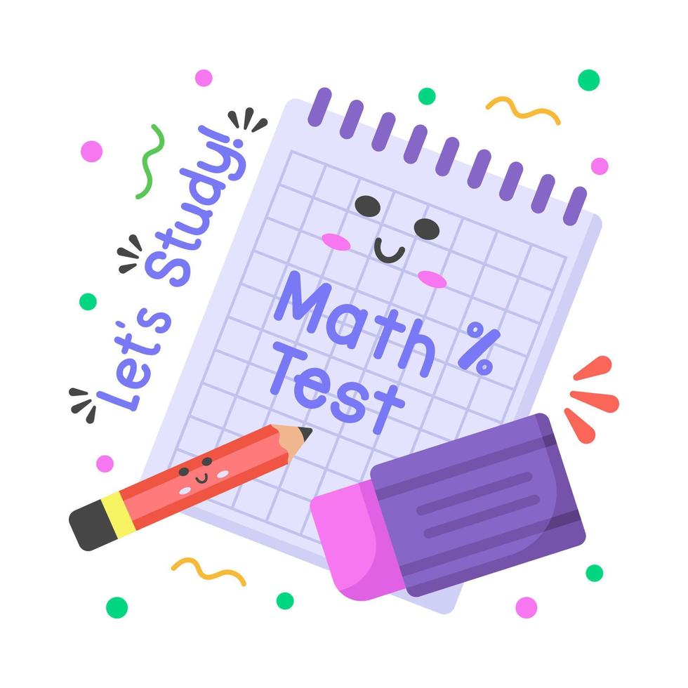 pegatina de vector de prueba de matemáticas, educación moderno diseño plano simple aislado sobre fondo blanco.