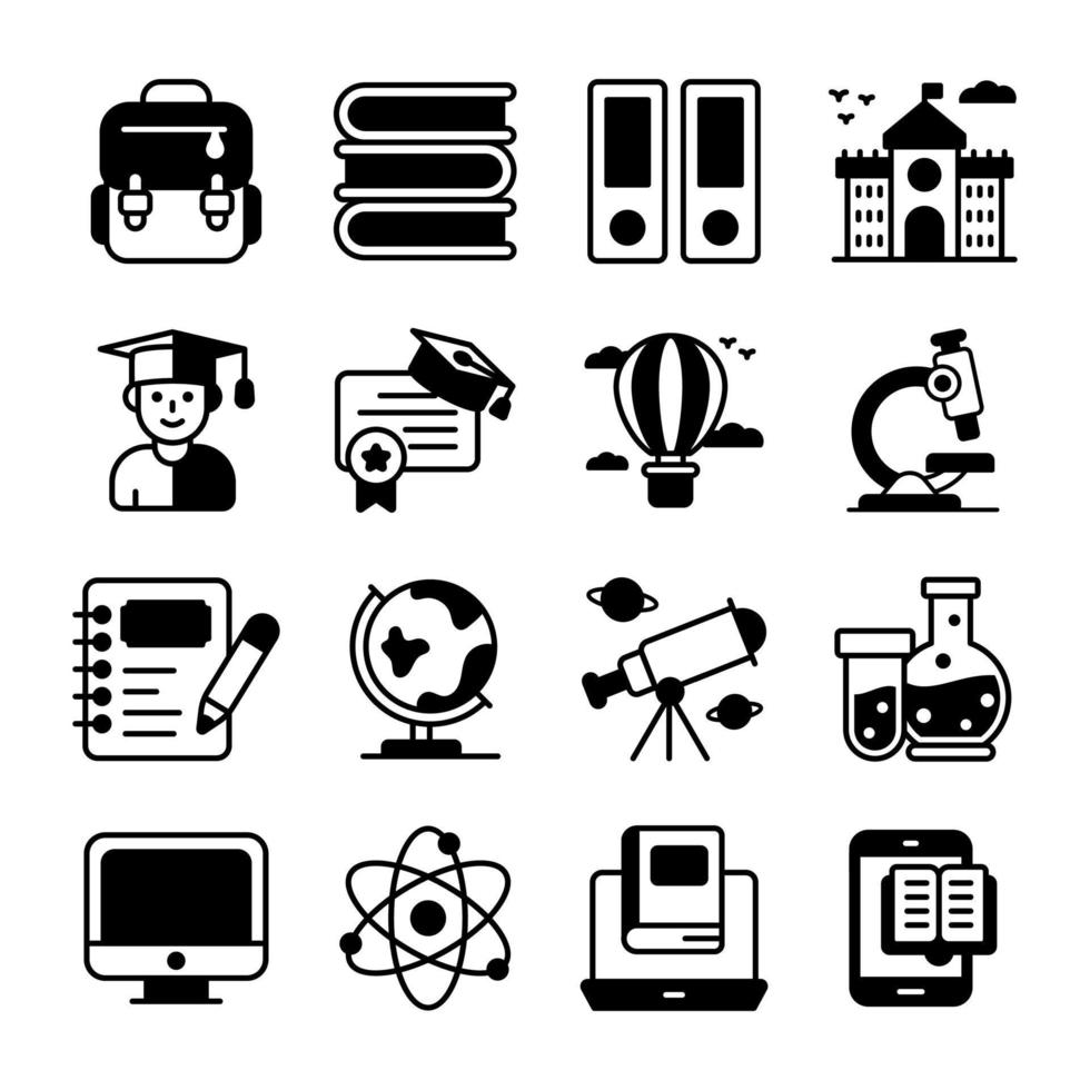 education icons set isolated on white background vector