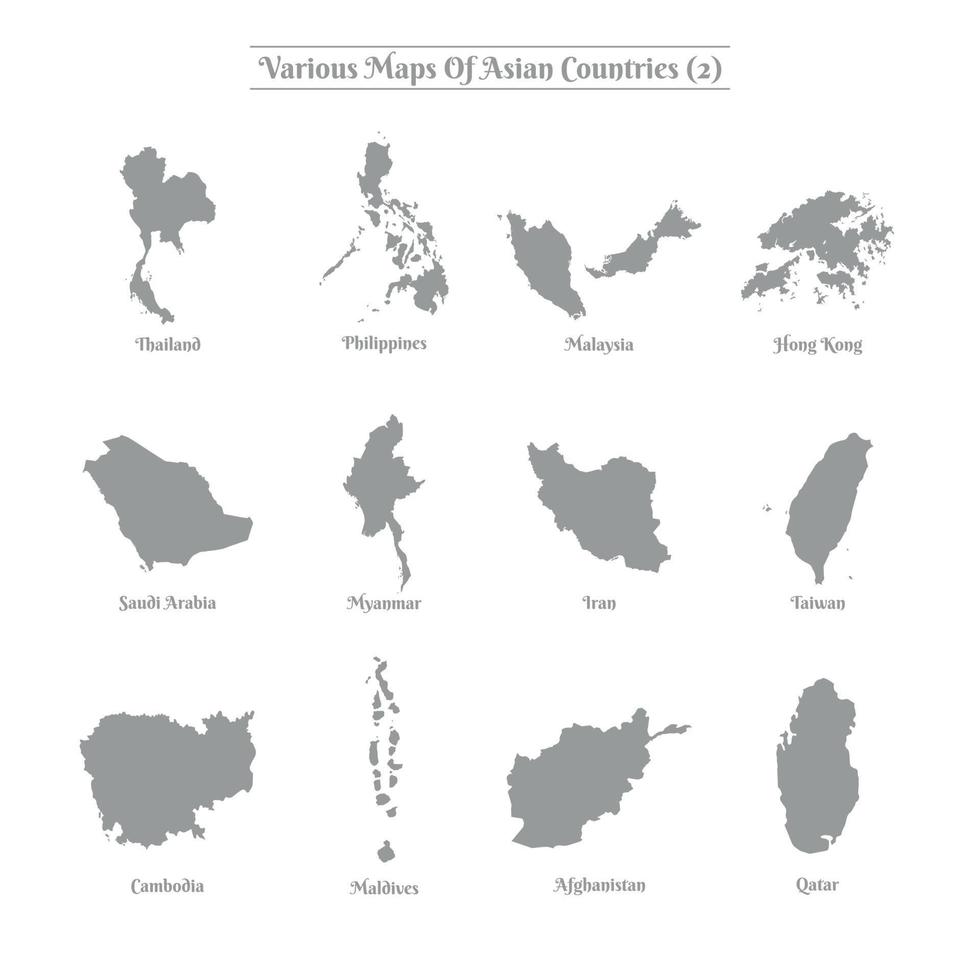 Various Map Of Asian Countries vector