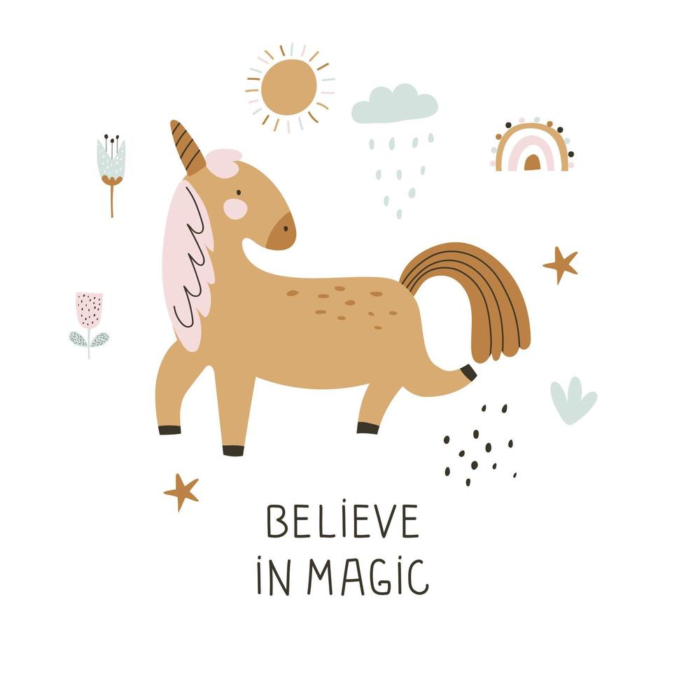 Unicorn. Kids print. Vector illustratiions