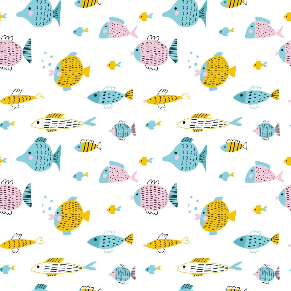 Seamless pattern with fish. Vector illustrations