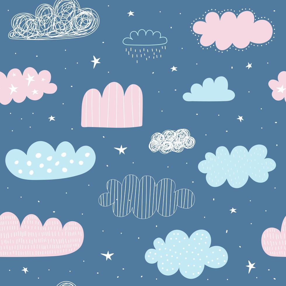 Seamless pattern with clouds. Vector illustrations